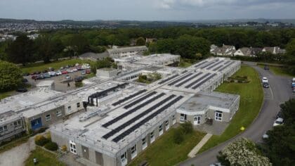 Rooftop solar PV installation at Cornish hospital forecast to produce 81,000kWh of clean energy each year.