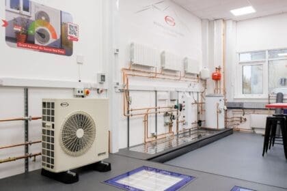 Grant training academy building with heat pump and other equipment