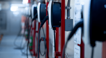 A line up of EV charging points