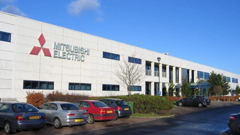 Frontage of Mitsubishi Electric's Scotland factory.