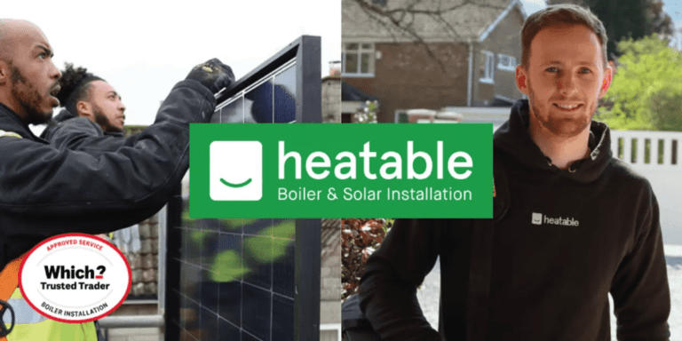 Heatable employees working with the Heatble logo in the centre of the image.