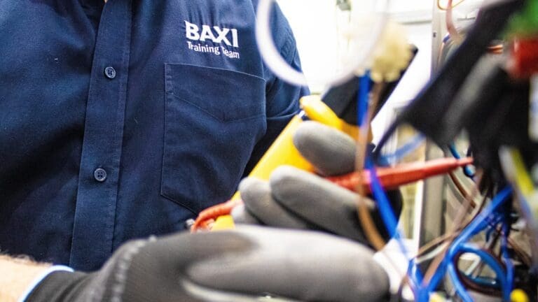 An engineer works on an electrical installation