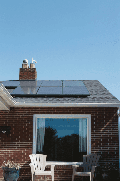 Solar panels on a house.