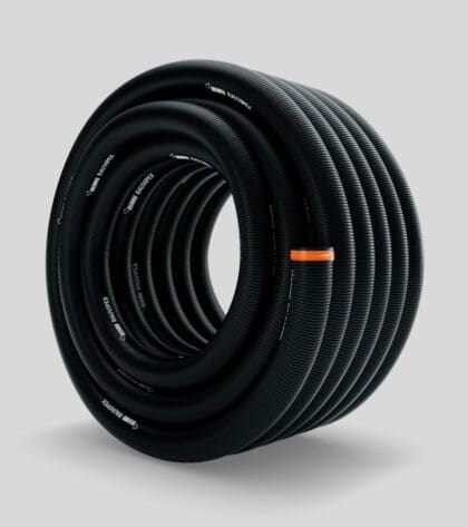 Image of a pre-insulated pipe for district heating in 2.4m coils.