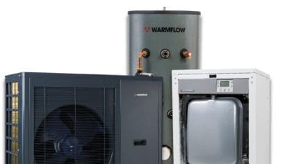 Warmflow product image - heat pump, cylinder and boiler