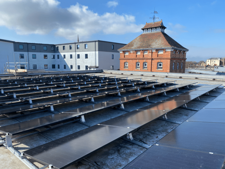 Solar panels on a rooftop
