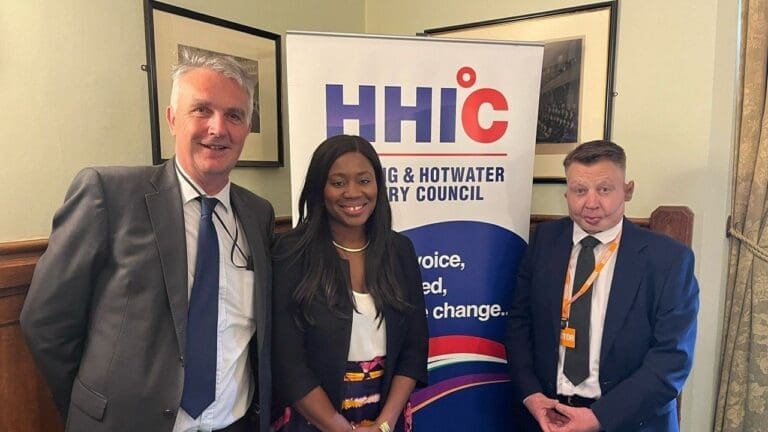 Mike Foster, Miatta Fahnbulleh & Stewart Clements at the launch of the HHIC Net Zero paper.